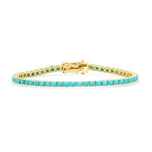 Elegant 18K Gold PVD 3MM size Turquoise stone 18cm Bracelet Tennis Bracelet